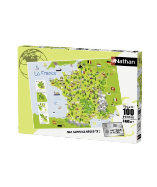 Puzzle 100 pieces - Carte de France - Nathan - Puzzle Enfant + Trieur - Des 6 ans