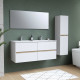 Ensemble Totem Blanc 120 avec vasque double, miroir & colonne