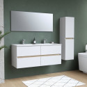 Ensemble Totem Blanc 120 avec vasque double, miroir & colonne