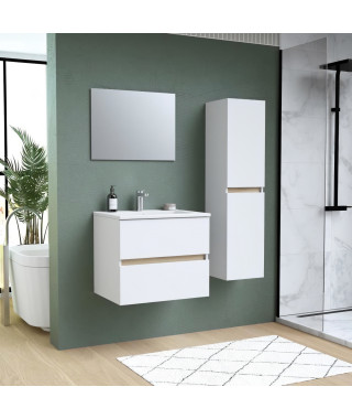 Ensemble Totem Blanc  set de salle de bain 60, vanity+vasque+miroir & Colonne