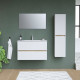 Ensemble Totem Blanc  set de salle de bain 80, vanity+vasque+miroir & Colonne