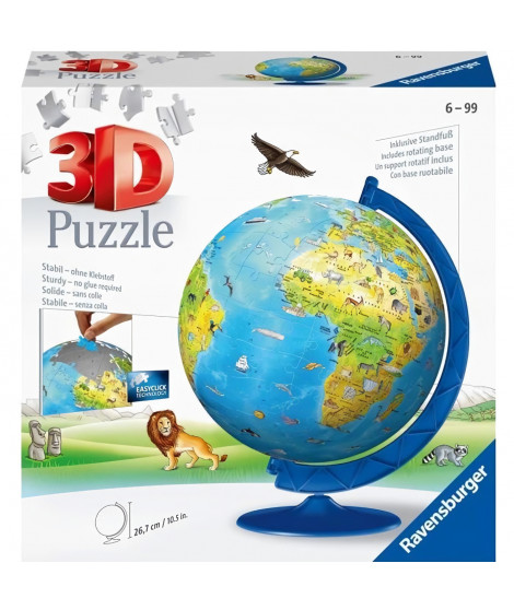 Puzzle 3D Globe terrestre 180 pieces - Ravensburger - Éducatif - Sans colle - Des 7 ans