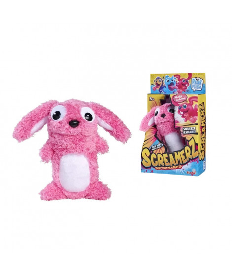 Smoby - Screamerz - Peluche intéractive amusante - Lapin - 27 cm - Bruits en la secouant ou appuyant sur le bouton