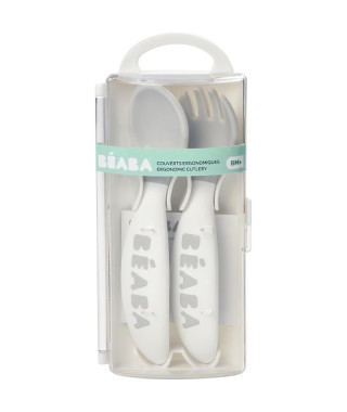 BEABA, Set de 2 couverts ergonomiques 2eme âge, Light Mist