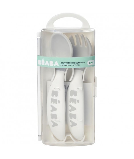 BEABA, Set de 2 couverts ergonomiques 2eme âge, Light Mist