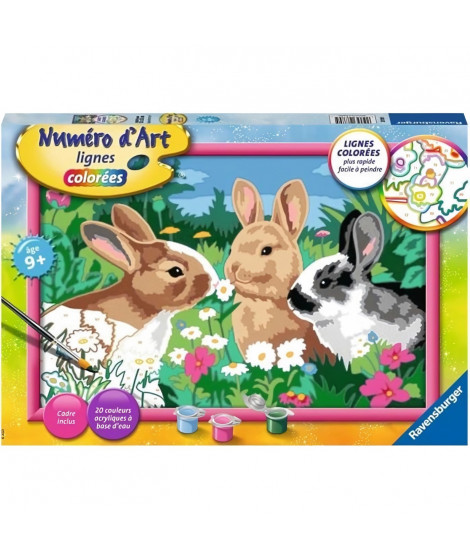 Numéro d'art - grand format - Lapins dans le pré - Ravensburger - Kit complet de Peinture au numéro - Des 7 ans