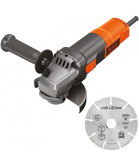 Meuleuse filaire - BLACK & DECKER - BEG220A1-QS - 900 W - 125 mm + 1 Disque