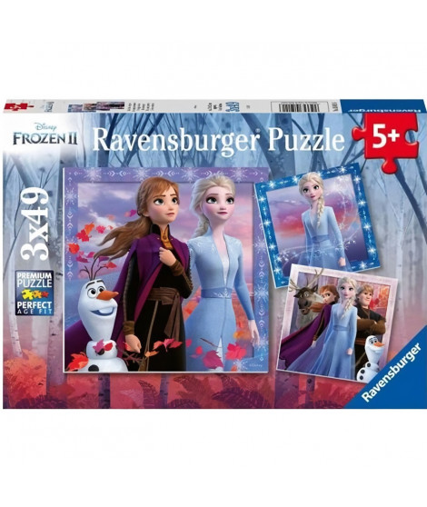 LA REINE DES NEIGES 2 Puzzles 3x49 pieces - Le voyage commence - Ravensburger - Lot de puzzles enfant - Des 5 ans