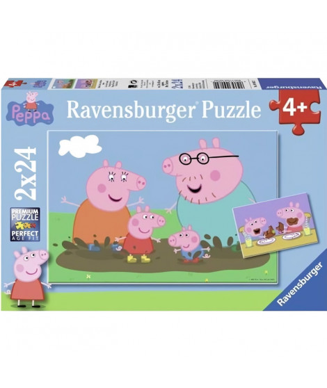 PEPPA PIG Puzzles 2x24 pieces - La vie de famille - Ravensburger - Lot de puzzles enfant - Des 4 ans