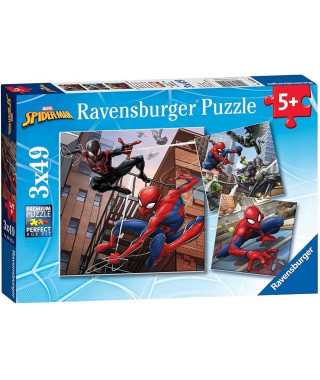 SPIDER-MAN Puzzles 3x49 pieces - Spider-man en action - Ravensburger - Lot de puzzles enfant - Des 5 ans
