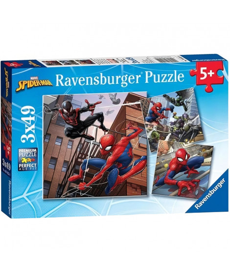 SPIDER-MAN Puzzles 3x49 pieces - Spider-man en action - Ravensburger - Lot de puzzles enfant - Des 5 ans