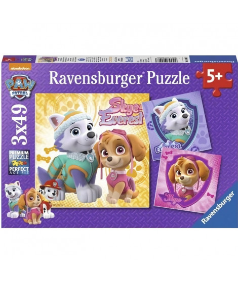 PAT' PATROUILLE Puzzles 3x49 pieces - Charmantes chiennes - Ravensburger - Lot de puzzles enfant - Des 5 ans