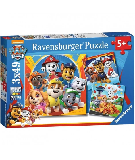 PAT'PATROUILLE Puzzles 3x49 pieces - Prets a secourir - Ravensburger - Lot de puzzles enfant - Des 5 ans