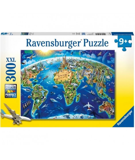 Puzzle 300 p XXL - Carte des monuments du monde