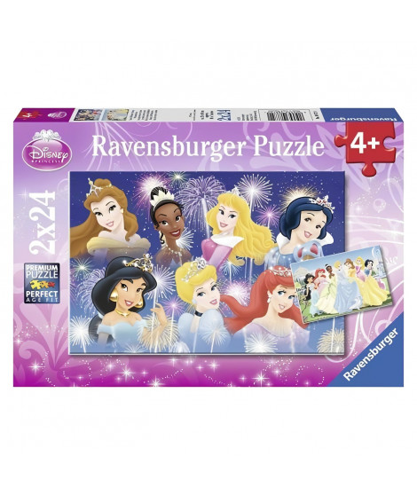 PRINCESSES DISNEY Puzzles 2x24 pieces - Les princesses réunies - Ravensburger - Lot de puzzles enfant - Des 4 ans