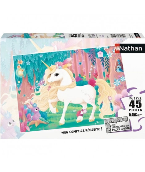 Puzzle 45 pieces - Jolie licorne - Nathan - Puzzle Enfant + Poster - Des 5 ans