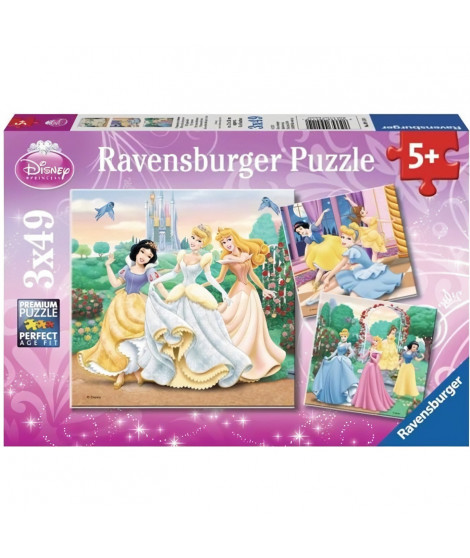 PRINCESSES DISNEY Puzzles 3x49 pieces - Reves de princesses - Ravensburger - Lot de puzzles enfant - Des 5 ans