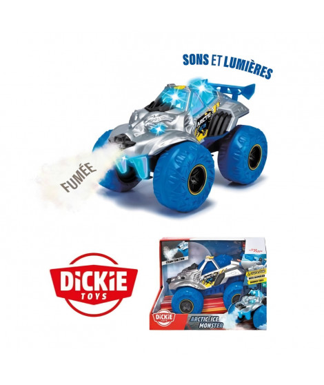 Dickie - Monster Arctic Ice  -Véhicule 25cm - Fonction fumée - Sons et lumieres