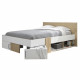 DIAGONE Lit  adulte avec tiroirs de rangement  - Chene et blanc - 140 x 190 - SWIVEL