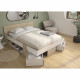 DIAGONE Lit  adulte avec tiroirs de rangement  - Chene et blanc - 140 x 190 - SWIVEL