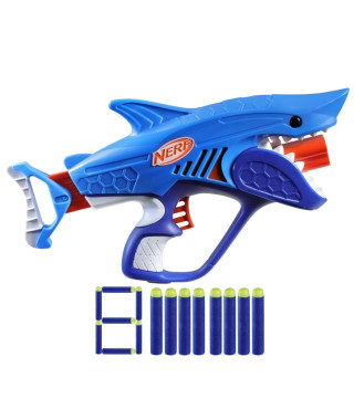 Nerf Junior Wild blaster Sharkfire, facile a utiliser, 8 fléchettes Nerf Elite, a partir de 6 ans