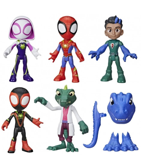 Coffret Héros dinosaures et Lizard, 5 figurines, jouet de super-héros préscolaire, a partir de 3 ans, Spidey et ses Amis