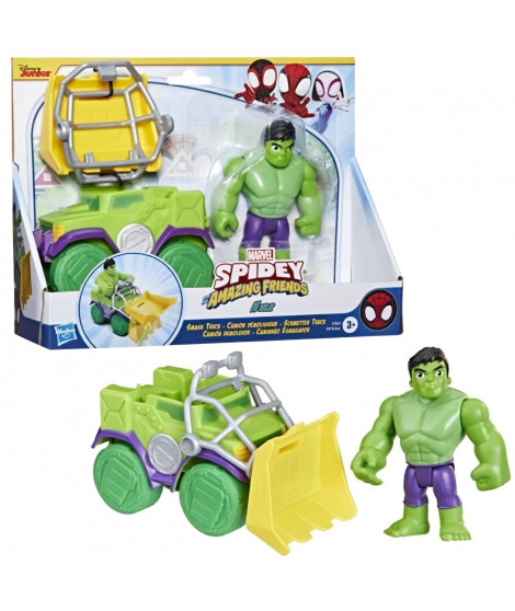 Spidey Coffret Camion démolisseur Hulk, véhicule avec figurine de 10 cm, jouets des 3 ans, Spidey et ses Amis Extraordinaires