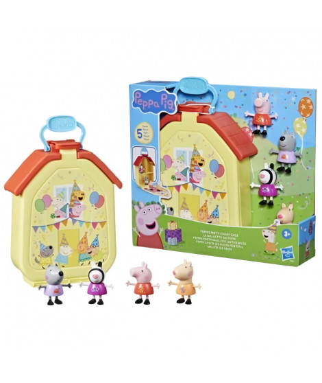 Peppa Pig, coffret La mallette de Peppa avec maison pliable, 4 figurines, jouets préscolaires, a partir de 3 ans