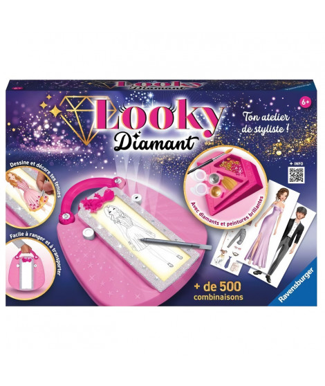 RavensburgerLooky DiamantDessin de modeDiamantsPeintures brillantesActivité détente et créativeCréativitéDes 6 ans23856
