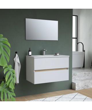 TOTEM  Blanc, set de salle de bain 80, vanity+vasque+miroir