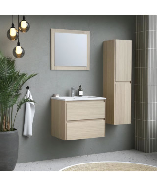 Ensemble TIMBER, set de salle de bain 60, vanity+vasque+miroir & colonne