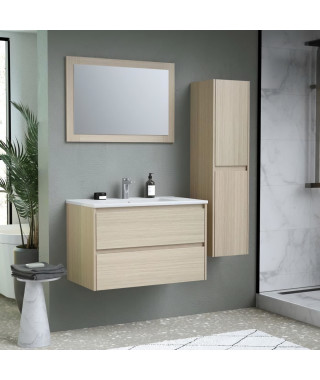 Ensemble TIMBER, set de salle de bain 80, vanity+vasque+miroir & colonne