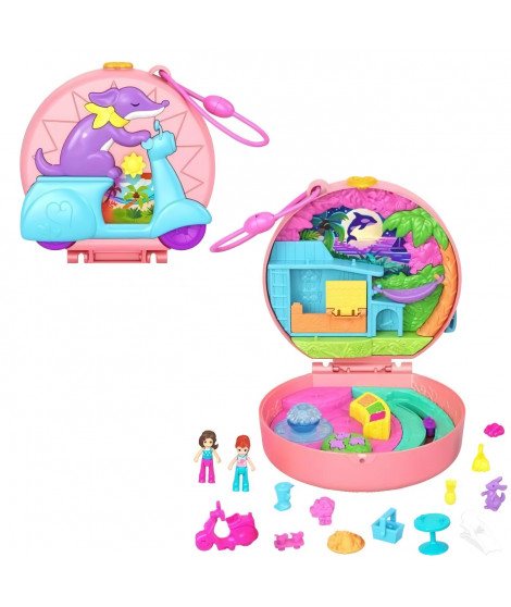 Polly Pocket-Aventure en Mobylette-Coffret 2 mini-figurines et animal HWN98