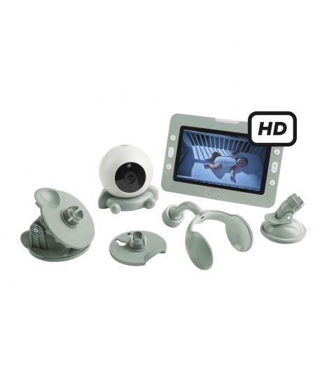Babyphone Caméra YOO Go+ - Grand Ecran HD 5 720P - Batterie Rechargeable, Autonomie 8h - 4 Accessoires Supports Caméra inclus