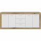 Buffet Mélamine chene rustique et blanc mat - 4 portes et 3 tiroirs STONE