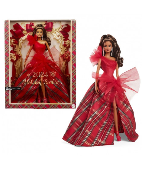 BARBIE Poupée joyeux noël châtain HRM63