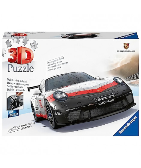 Ravensburger-Puzzle 3D Porsche 911 GT3 Cup-Des 10 ans-108 pieces numérotées a assembler sans colle-Accessoires inclus-11557