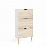 Meuble a chaussures - Blanc / Chene -  12 paires - Pietement évasé en bois massif - 70,2 x 23,9 x 138,9 cm - TVILUM