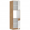 ROCK - Colonne - Mélaminé chene Lancelot et Blanc brillant - 60 cm - 2 portes