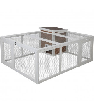 Enclos d'extérieur petits animaux - KERBL - 132 x 102 x 59 cm - Maison intégrée - Grillage