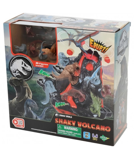 Jeu de Société - EPOCH GAMES - Jurassic World Shaky Volcano - Volcan en Éruption, Dinosaures a Sauver !