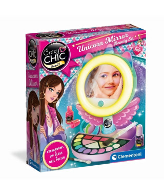 CLEMENTONI - Miroir de maquillage licorne - Anneau lumineux - Maquillage et accesoires cheveux et ongles - Des 7ans