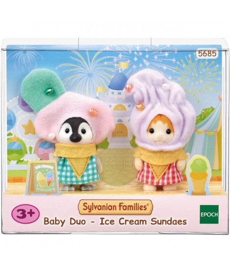Le duo costumé Cremes glacées - SYLVANIAN FAMILIES - 5685 - Bébé Pingouin et Chat Roux avec costumes exclusifs