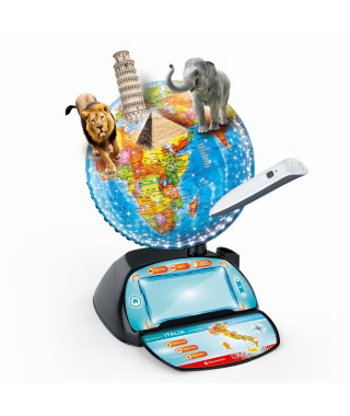 CLEMENTONI - Exploraglobe - Voyage en temps réel - 3 modes de jeu et 28 activités - Stylo Bluetooth