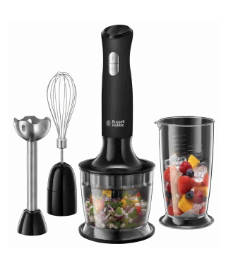 Mixeur Plongeant 3-en-1 - RUSSELL HOBBS - Matte Black 24702-56 - 500 W - Bol 700 ml - Hachoir 500ml - 2 vitesses
