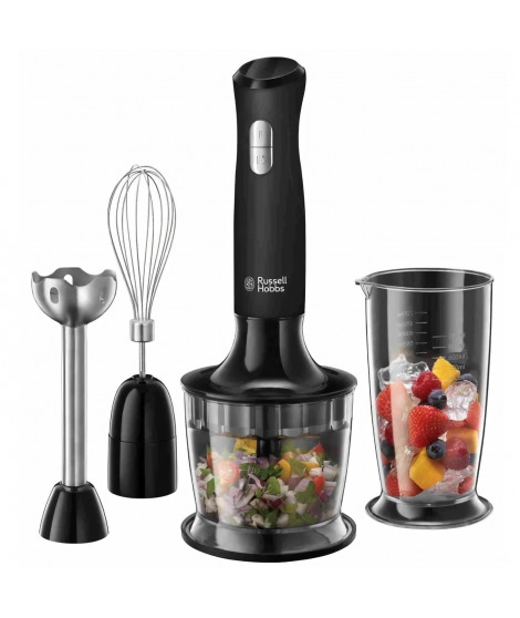 Mixeur Plongeant 3-en-1 - RUSSELL HOBBS - Matte Black 24702-56 - 500 W - Bol 700 ml - Hachoir 500ml - 2 vitesses