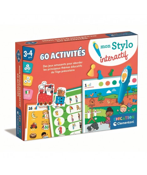 CLEMENTONI - Mon stylo interactif - 60 activités éducatives - Stylos lumineux et sonore - Fabriqué en Italie