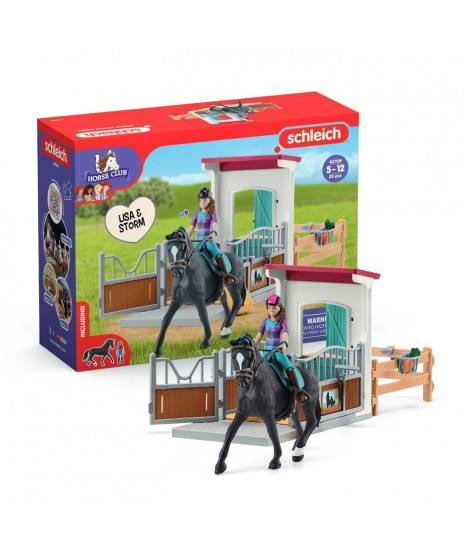 Horse Box Lisa et Storm, Figurine cheval et accessoires, SCHLEICH 42709 Horse Club, des 5 ans