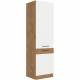 ROCK - Colonne - Mélaminé chene Lancelot et Blanc brillant - 60 cm - 2 portes