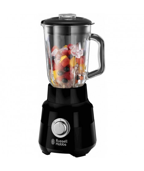 Blender - RUSSELL HOBBS - Matte Black 24722-56 - 650 W - Noir mat - Bol verre 1,5 L - 2 vitesses + pulse